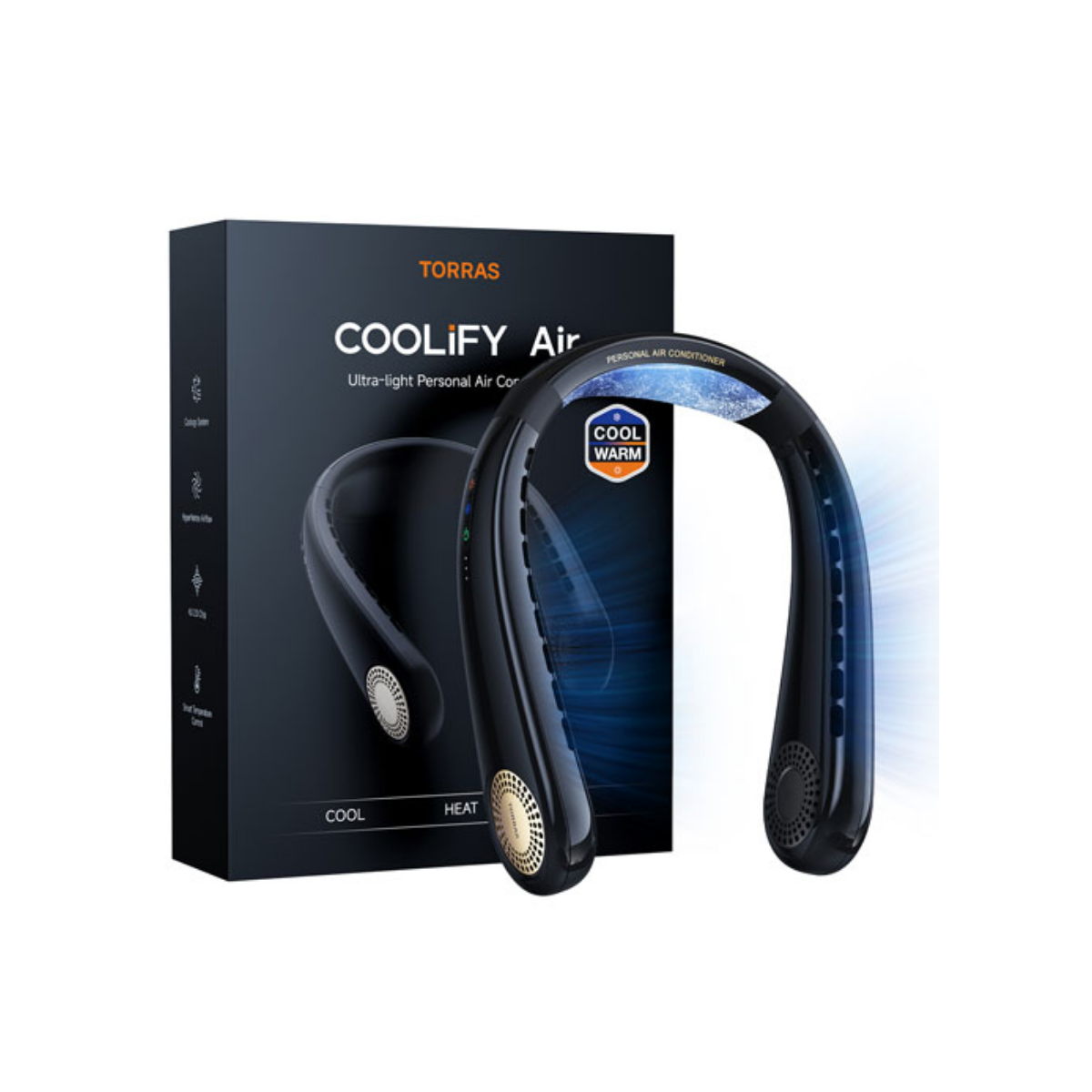COOLiFY AIR Wearable Air Conditioner - Midnight Black